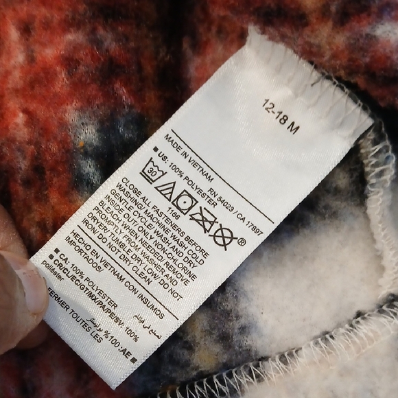 OLD NAVY Plaid Shaket 12-18 Months - Picture 4 of 6